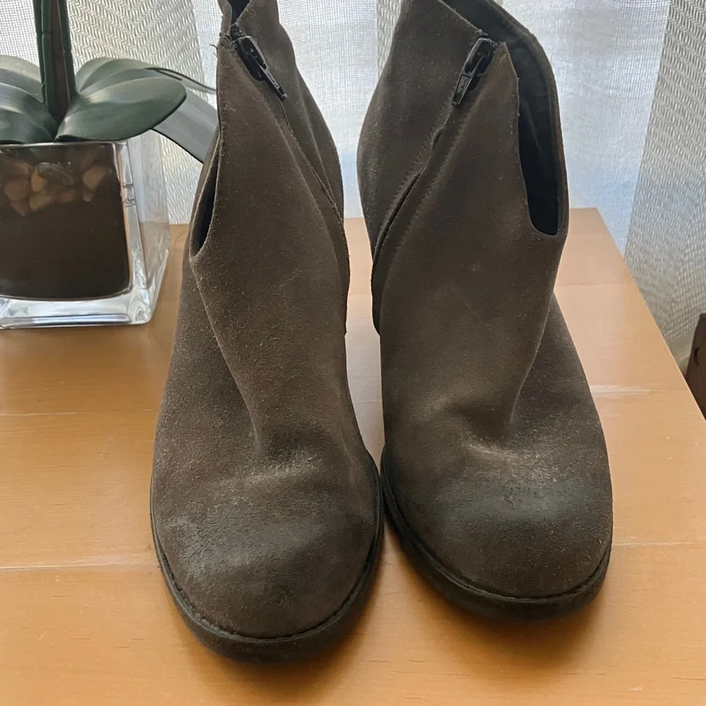 Paul Green Women's Gray Suede Ankle Boots Leather Zipper Heeled Size UK 6.5 US 9